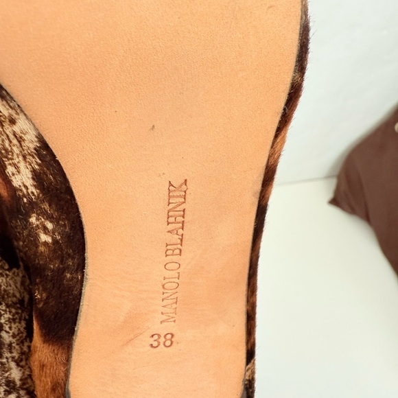 Manolo Blahnik Vintage Leopard Pony Hair Knee High Boots Brown Black EU 38 - Picture 7 of 8